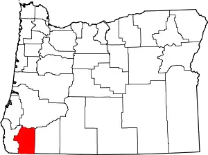 State map highlighting Josephine County