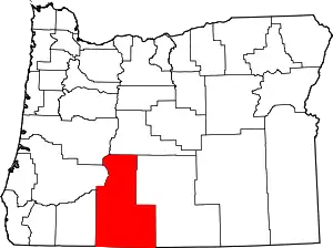 Map of Oregon highlighting Klamath County