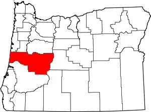 Map of Oregon highlighting Lane County