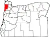 State map highlighting Tillamook County