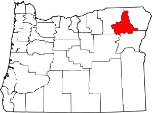 Map of Oregon highlighting Union County