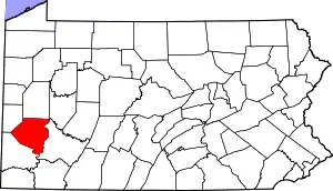 State map highlighting Allegheny County