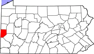 Map of Pennsylvania highlighting Beaver County