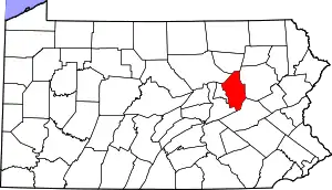 Map of Pennsylvania highlighting Columbia County