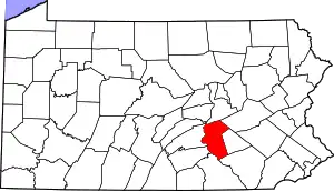 State map highlighting Dauphin County