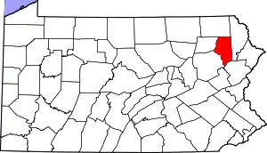 State map highlighting Lackawanna County