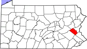 State map highlighting Lehigh County