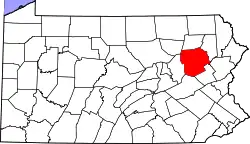 Location of Luzere County in Pennsylvania