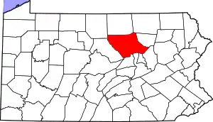 State map highlighting Lycoming County