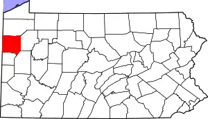 State map highlighting Mercer County