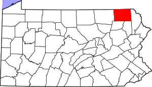 Map of Pennsylvania highlighting Susquehanna County