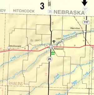 KDOT map of Rawlins County (legend)