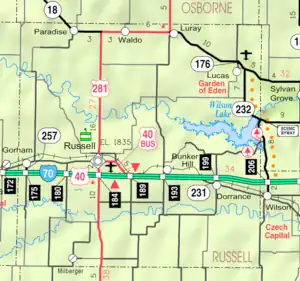 KDOT map of Russell County (legend)