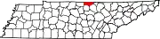 Map of Tennessee highlighting Clay County