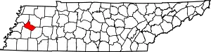 Map of Tennessee highlighting Crockett County