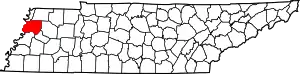 State map highlighting Dyer County