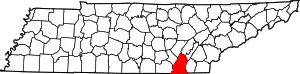 Map of Tennessee highlighting Hamilton County