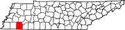 State map highlighting Hardeman County