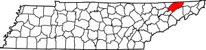 State map highlighting Hawkins County