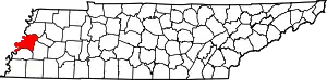 Map of Tennessee highlighting Lauderdale County