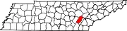 State map highlighting Rhea County