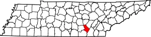 Map of Tennessee highlighting Sequatchie County