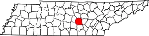 Map of Tennessee highlighting Warren County