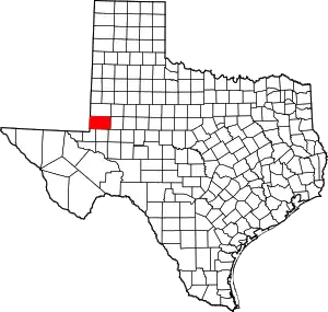 Map of Texas highlighting Andrews County