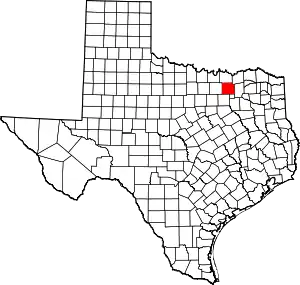 Map of Texas highlighting Collin County