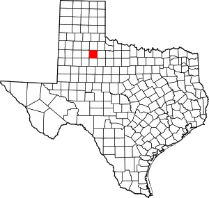 Map of Texas highlighting Dickens County