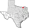 Map of Texas highlighting Fannin County