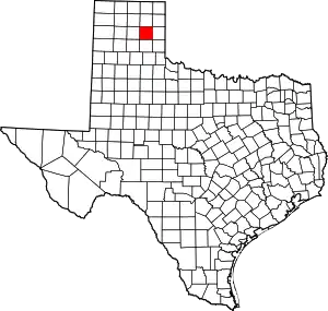 Map of Texas highlighting Gray County