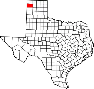 Map of Texas highlighting Hartley County