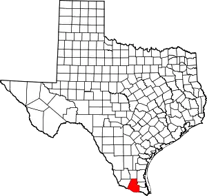 Map of Texas highlighting Hidalgo County