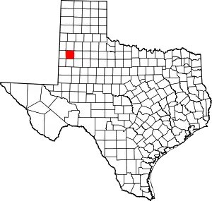 Map of Texas highlighting Hockley County