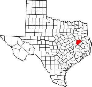 Map of Texas highlighting Houston County