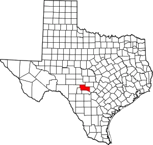 Map of Texas highlighting Kerr County