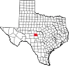 Map of Texas highlighting Menard County