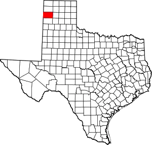 Map of Texas highlighting Oldham County