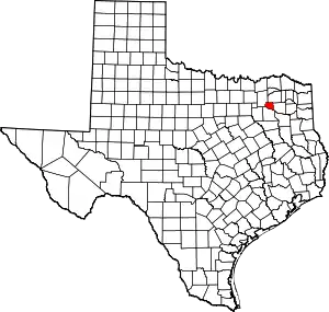 Map of Texas highlighting Rains County