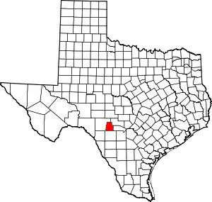 Map of Texas highlighting Real County