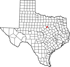 Map of Texas highlighting Somervell County