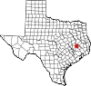 Map of Texas highlighting Walker County