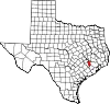 State map highlighting Waller County