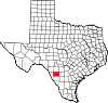 State map highlighting Zavala County