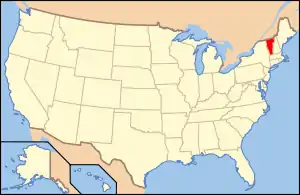 Location of Vermont with the US