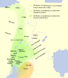 Empire of the Third Dynasty of Ur. West is at top, north at right.