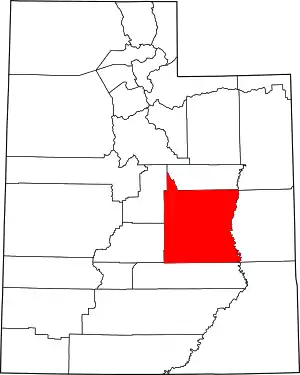 Map of Utah highlighting Emery County