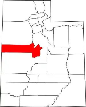 Map of Utah highlighting Juab County