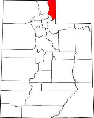 Map of Utah highlighting Rich County